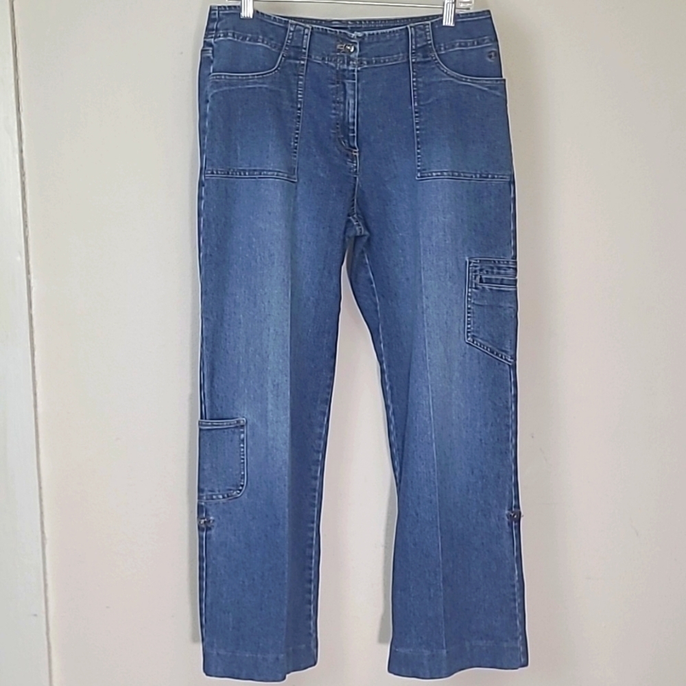 🔥 Rare Duck Head Utility Jeans Vintage Cargo Style Sz 10 Y2K Wideleg Workwear